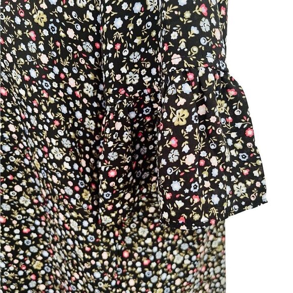 LOFT floral blouse with ruffle elbow length sleeves, size S - Picture 2 of 7